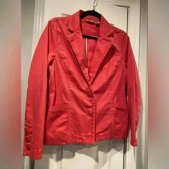 L.L. Bean Women’s Pink Salmon Corduroy Blazer Unlined Size 10 / Medium - Picture 1 of 10